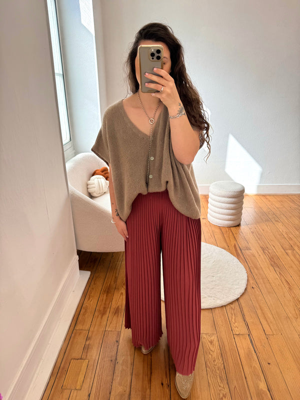 PANTALON AMPLE FRAMBOISE