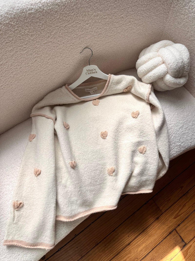 PULL CŒUR BEIGE