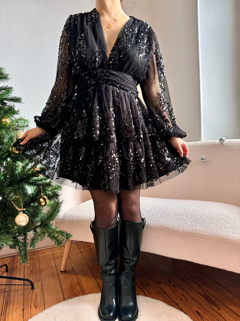 ROBE À SEQUINS NOIR